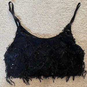 Black Sequin Crop Top